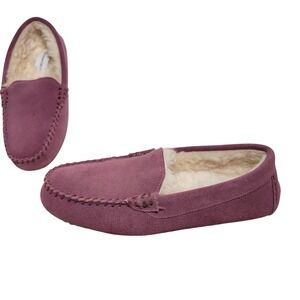 The Vermont‎ Country Store Australian Shearling Moccasins Slippers Rose Size 10